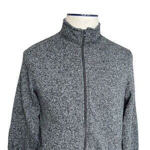 Mens Sweater Jacket Knit Size L Full Zip Long Sleeves Mock neck Gray